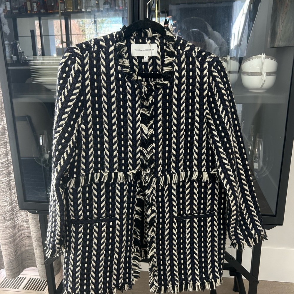 Chic Black and White Tweed Jacket
